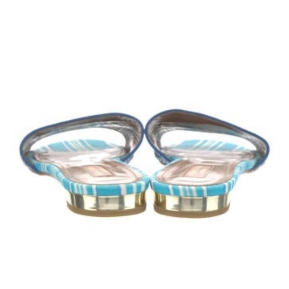 AQUAZZURA Mykonos Shell-Print Slide Sandals Blue Pattern Bright Travel Slides 41 - Picture 3 of 12